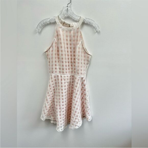Lovers & Friends Ivory Gingham Checkered Halter Open Back Mini A-line Dress S - Picture 6 of 10